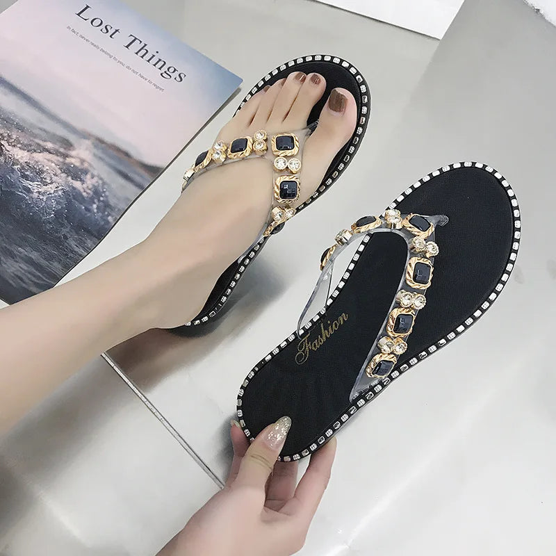 Wholesale Price Flipflops Summer Ladies Flip-Flops Slippers Women Beach Diamond Slippers Flat Sandals