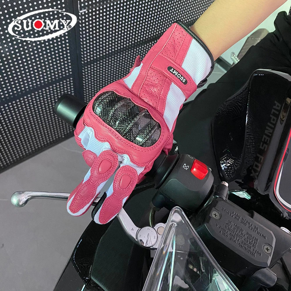 SUOMY Motorcycle Gloves Leather Full Finger Racing Gloves Man Women Outdoor Sports Protection Riding Gloves Touch Screen