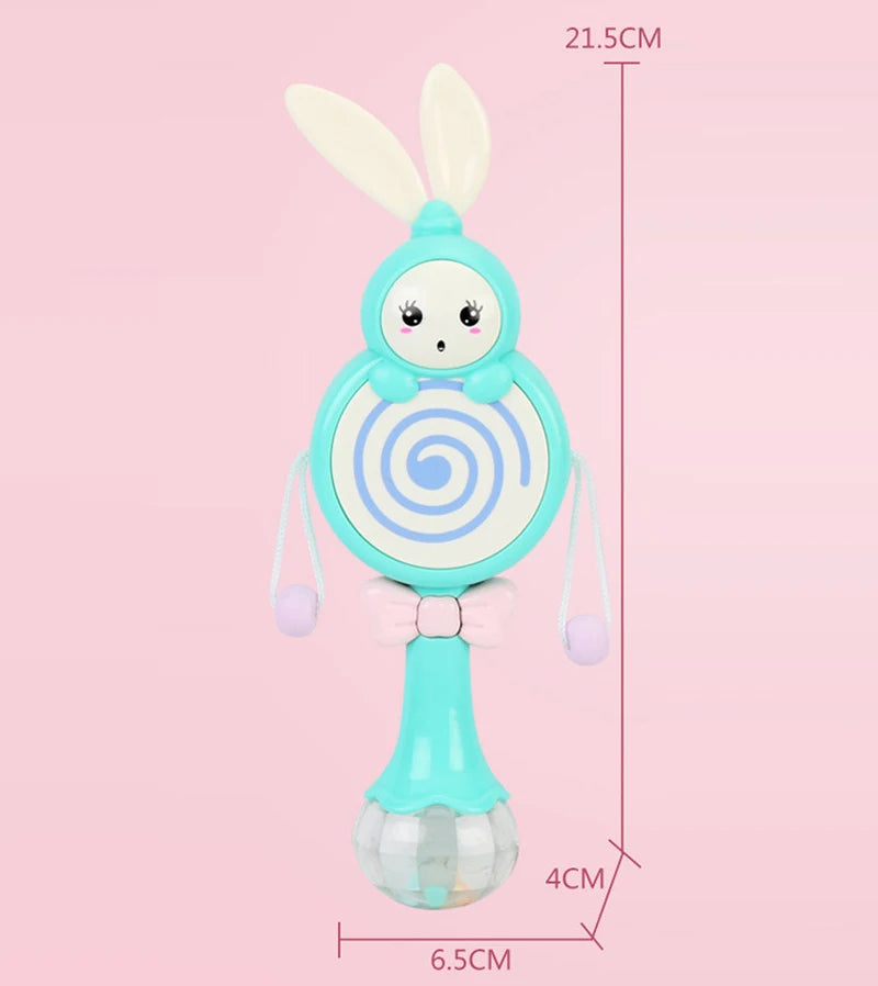 QWZ Musical Flashing Baby Rattles Teether Rattle Toy Hand Bells Rabbit Hand Bells Newborn Infant Early Educational Toys 0-12M