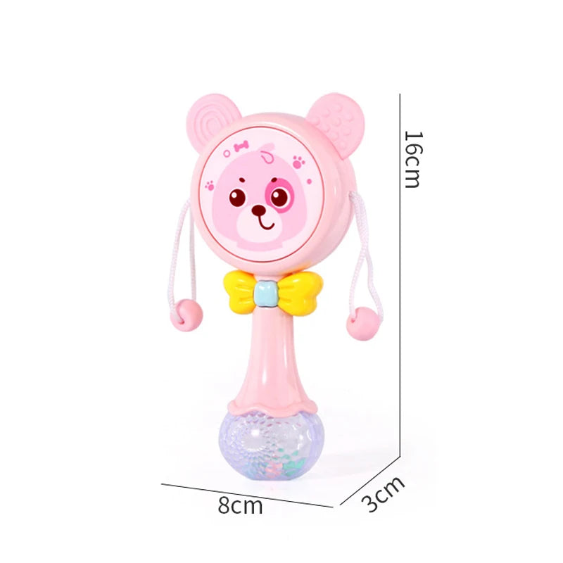 QWZ Musical Flashing Baby Rattles Teether Rattle Toy Hand Bells Rabbit Hand Bells Newborn Infant Early Educational Toys 0-12M