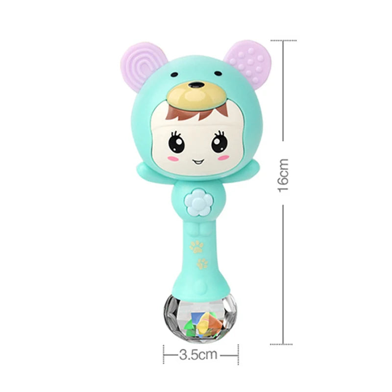 QWZ Musical Flashing Baby Rattles Teether Rattle Toy Hand Bells Rabbit Hand Bells Newborn Infant Early Educational Toys 0-12M