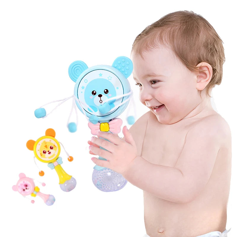QWZ Musical Flashing Baby Rattles Teether Rattle Toy Hand Bells Rabbit Hand Bells Newborn Infant Early Educational Toys 0-12M