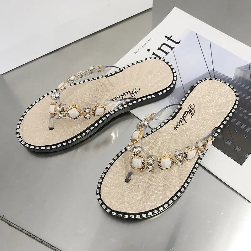 Wholesale Price Flipflops Summer Ladies Flip-Flops Slippers Women Beach Diamond Slippers Flat Sandals