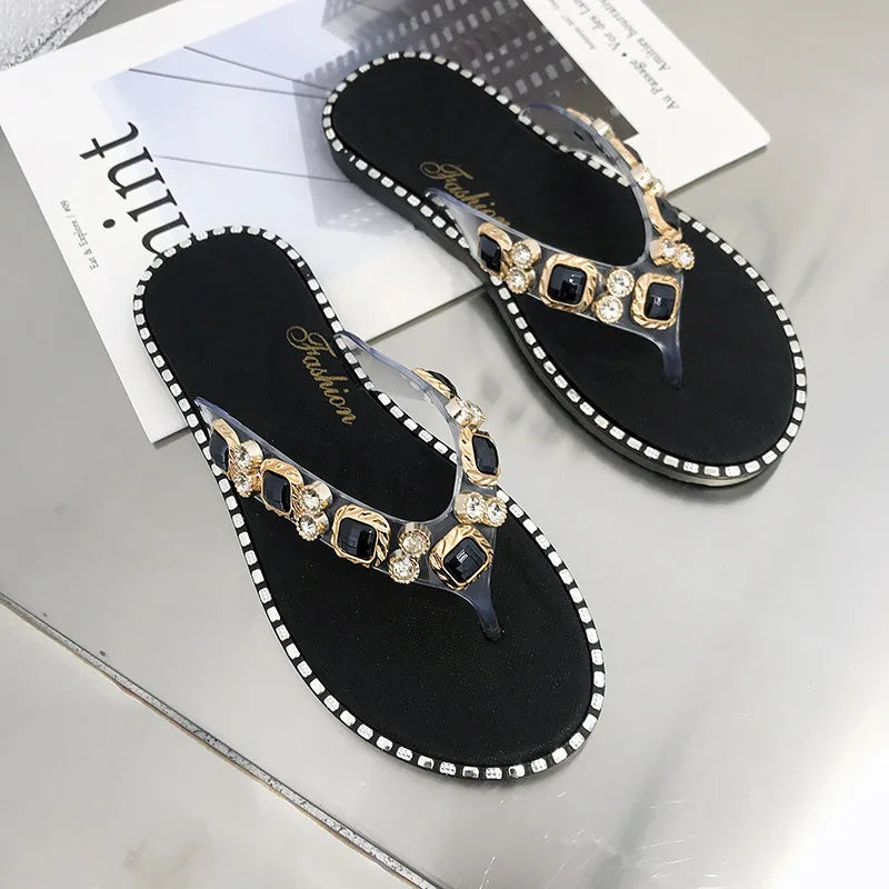 Wholesale Price Flipflops Summer Ladies Flip-Flops Slippers Women Beach Diamond Slippers Flat Sandals
