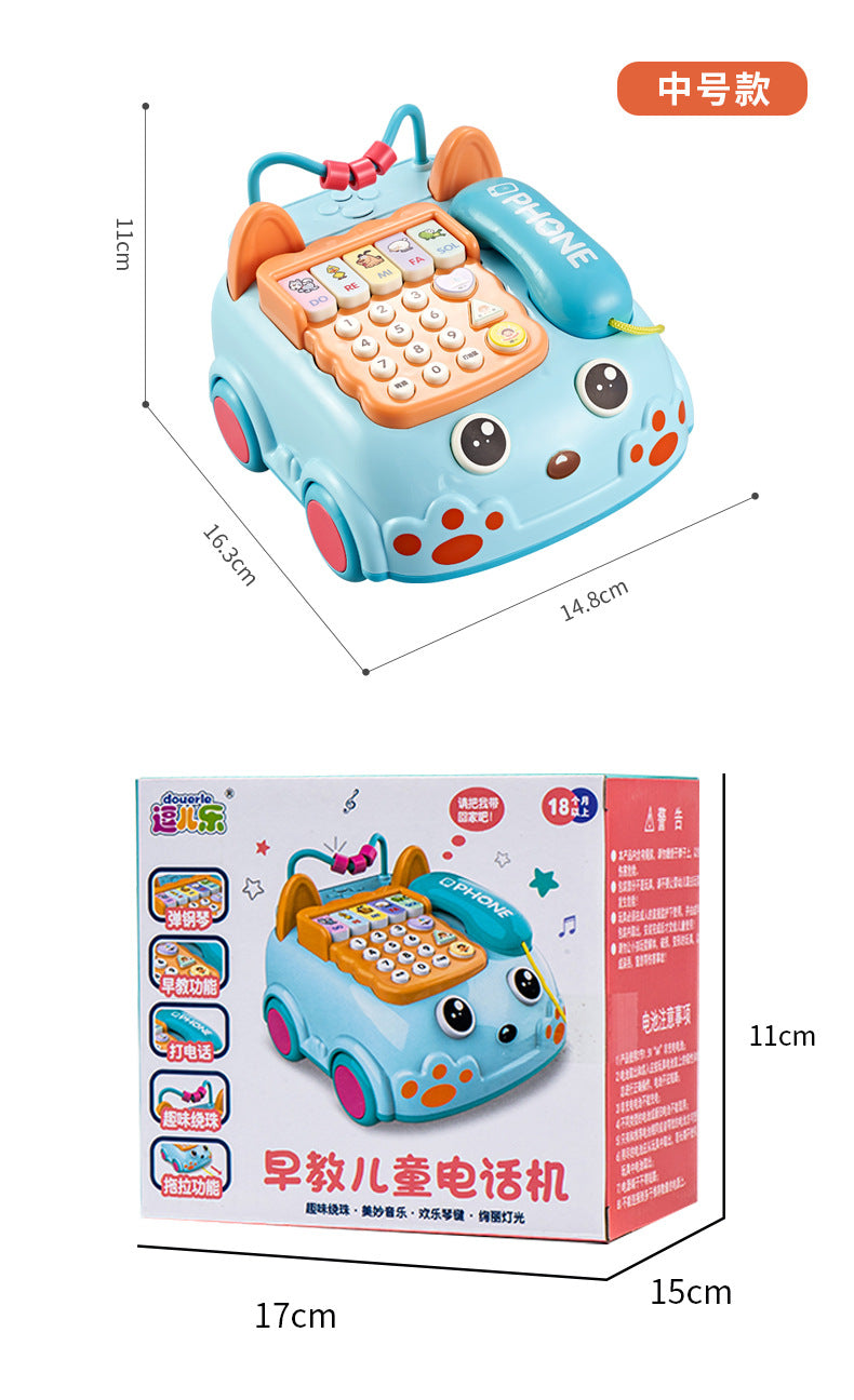Children Early Learning Phone Car Toys Creative Fun Simulation Landline Baby Puzzle Music Story Pull Line Phone Car Toys