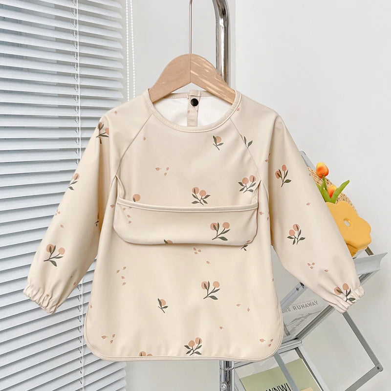 Cute Baby Bibs Toddler Baberos Bavoir Waterproof Long Sleeve Apron Cartoon Animals Children Feeding Smock Bib Baby Stuff 0-5Y
