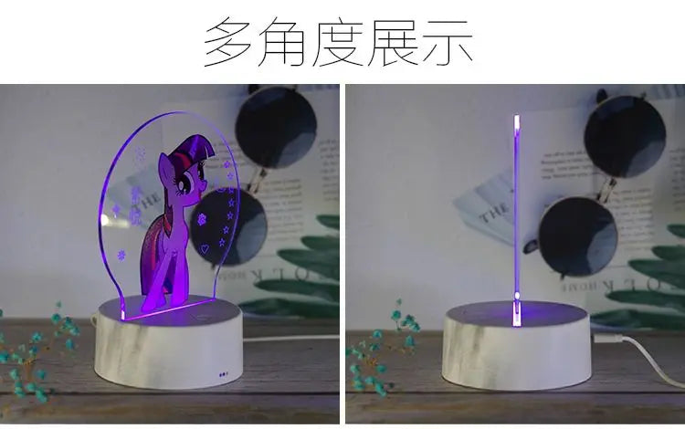 Hasbro My Little Pony Cartoon Pinkie Pie Twilight Sparkle Rainbow Dash Cartoon Anime Night Light Cute Children's Table Lamp Gift