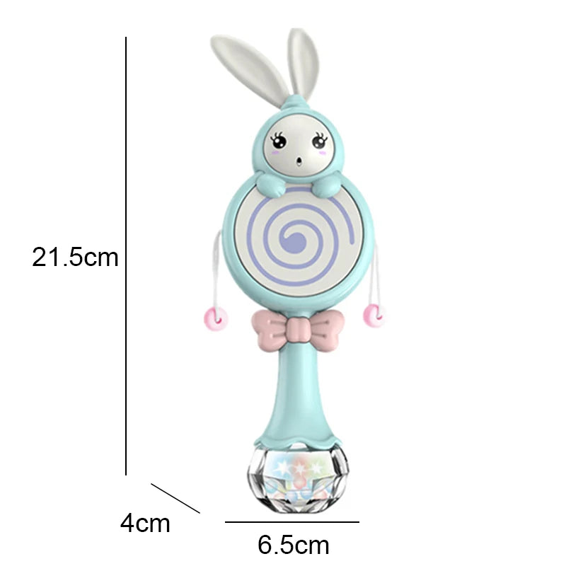 QWZ Musical Flashing Baby Rattles Teether Rattle Toy Hand Bells Rabbit Hand Bells Newborn Infant Early Educational Toys 0-12M