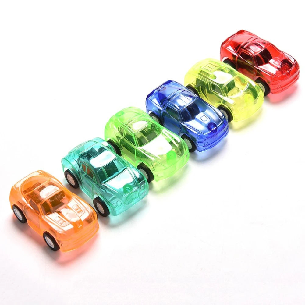 1/5Pcs Creative Mini Car Boys Kid Plastic Transparent Pull Back Car Truck Toys Vehicl Favor Party Educational Birthday Gifts
