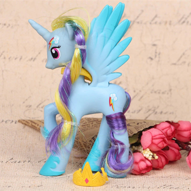 Rainbow Horse Model Doll Toy Rainbow Sprint Unicorn 14CM Unicorn Mini Horse Ornaments Cartoon Animal Princess For Girl Gift