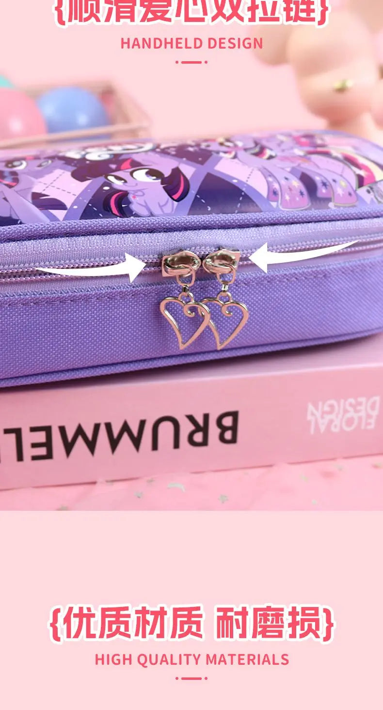 My Little Pony Twilight Sparkle Pinkie Pie Rainbow Dash Cartoon Cute Large Capacity Portable Stationery Box Password Pencil Box