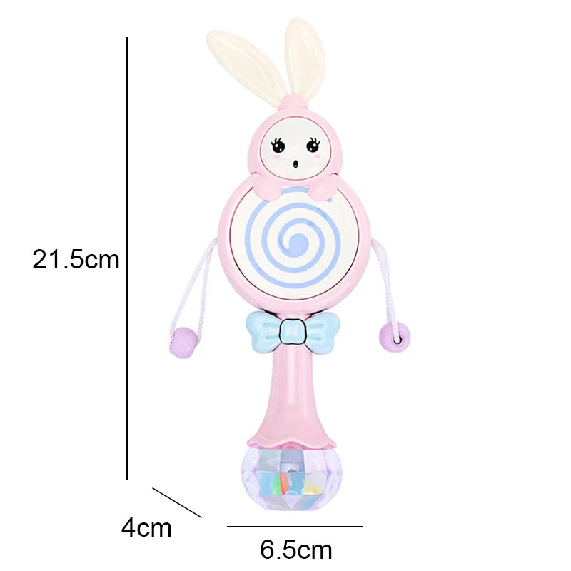 QWZ Musical Flashing Baby Rattles Teether Rattle Toy Hand Bells Rabbit Hand Bells Newborn Infant Early Educational Toys 0-12M