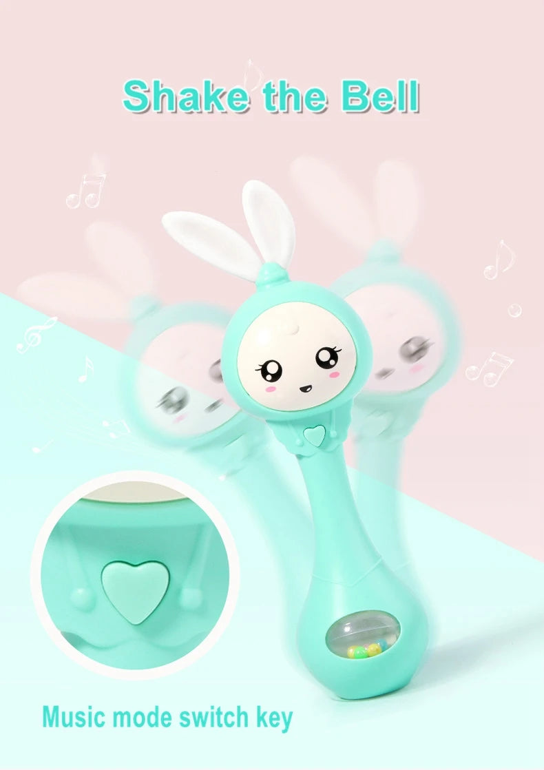 Music and Shine Rattle Toys Rabbit Intelligent Baby Rattles Smart Bunny Smarty Media Smart Shake Newborn Early Educational Toy