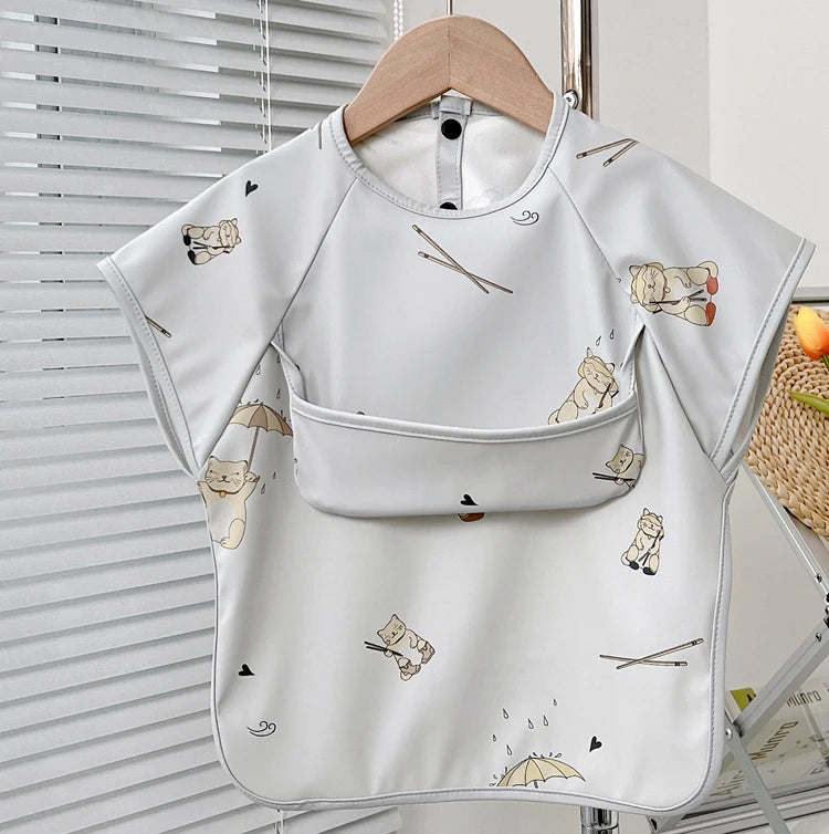 Cute Baby Bibs Toddler Baberos Bavoir Waterproof Long Sleeve Apron Cartoon Animals Children Feeding Smock Bib Baby Stuff 0-5Y