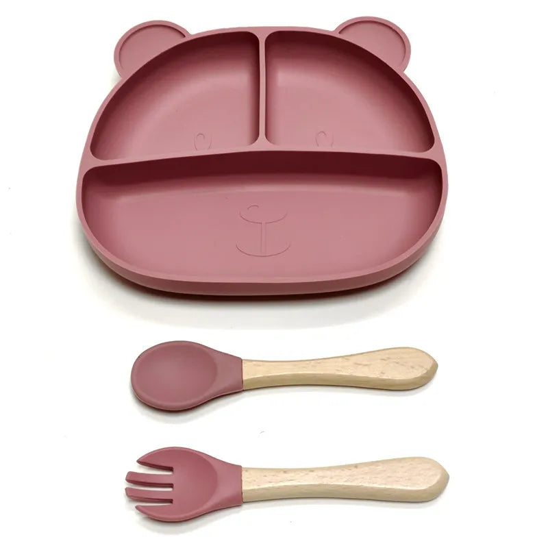 Gel dinner plate children eating tableware adsorption on the desktop fruit plate silicone supplement plate
