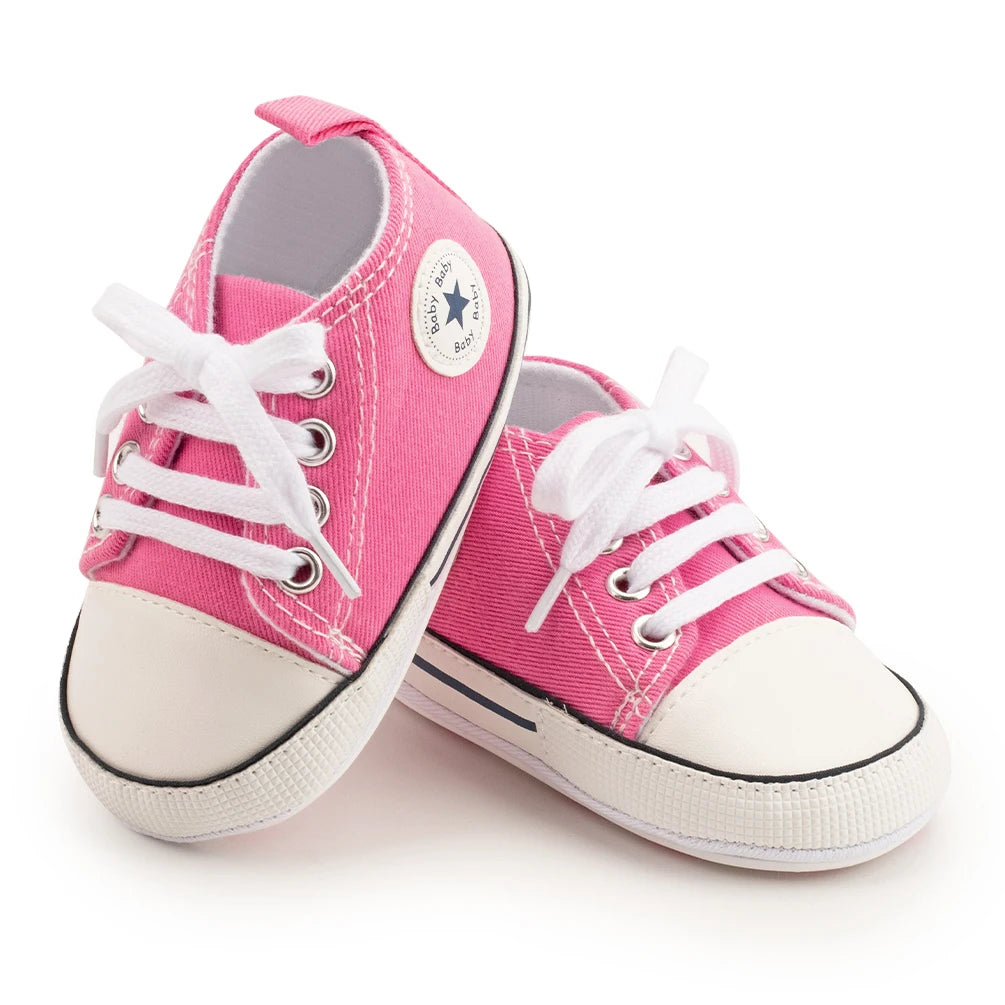 High Tops Baby Soccer First Walkers Classic Canvas Casual Sneakers Cotton Soft Anti-slip Sole Fashion Versatile Sports Style