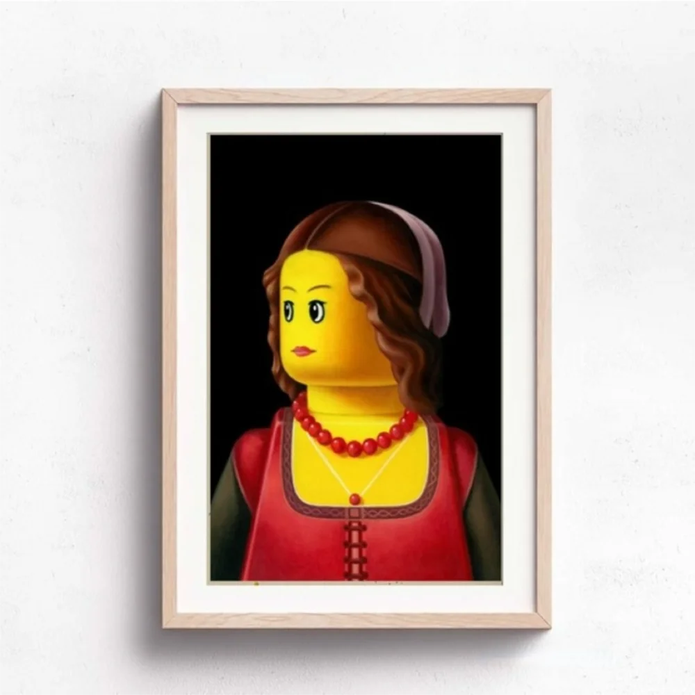 Abstract Funny Mona Lisa Legos Poster And Prints Cartoon Famous Painting Canvas Wall Art For Living Kids Room Home Decoration