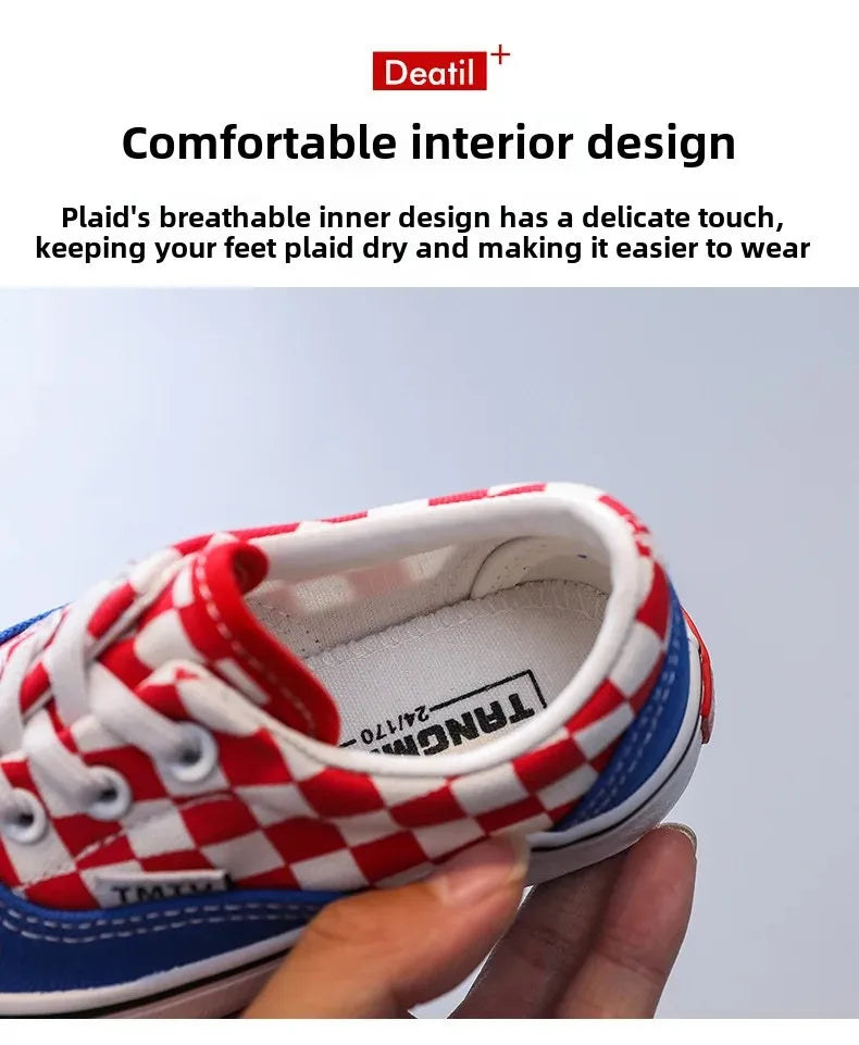 Children's Canva Shoes 2023 New Chessboard Pattern Baby Soft Sneakers High Aesthetic Value One-Step Walking Shoes Summer Casual