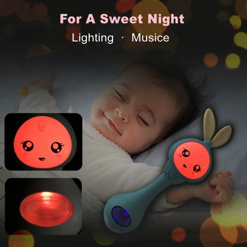 Music and Shine Rattle Toys Rabbit Intelligent Baby Rattles Smart Bunny Smarty Media Smart Shake Newborn Early Educational Toy