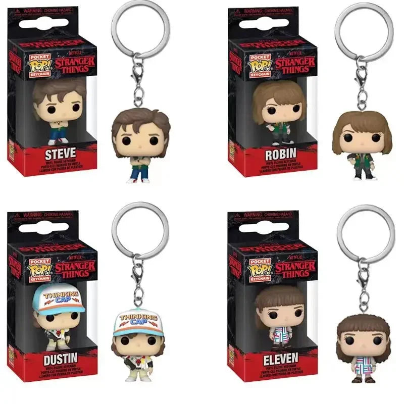 Funko Pop Pocket Pop Keychain Stranger Eleven Robin Barb Steve Dustin Key Ring Chain Model Toy Adults Children Gift Toys
