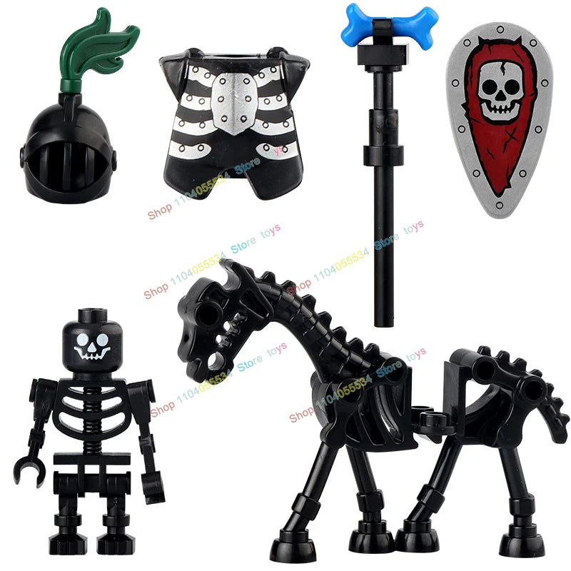 AX9815 AX9816 Medieval Knight Skeleton Knight Shield Spear Armor Building Block bricks Weapons Accessories Puzzle Toys