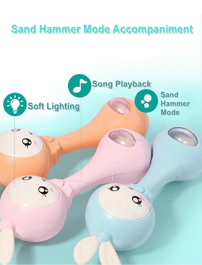 Music and Shine Rattle Toys Rabbit Intelligent Baby Rattles Smart Bunny Smarty Media Smart Shake Newborn Early Educational Toy