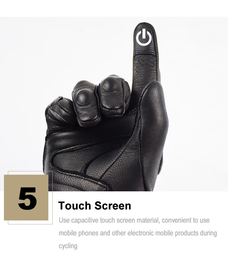 Men Retro Genuine Leather Motorcycle Gloves Summer Breathable Motorbike Motocross Gloves Moto Equipment Accessories Guantes