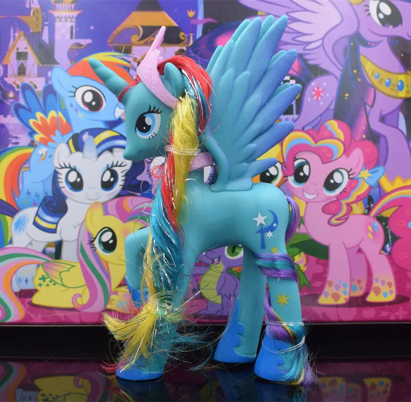 Rainbow Horse Model Doll Toy Rainbow Sprint Unicorn 14CM Unicorn Mini Horse Ornaments Cartoon Animal Princess For Girl Gift