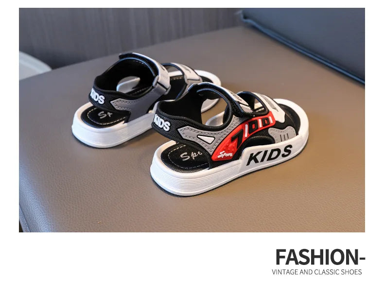 2025 New Arrival Kids' Sandals - Korean Style Super Cute Cartoon Soft-Sole Outdoor Anti-Slip Sandals with Velcro for Boys