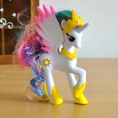 Rainbow Horse Model Doll Toy Rainbow Sprint Unicorn 14CM Unicorn Mini Horse Ornaments Cartoon Animal Princess For Girl Gift