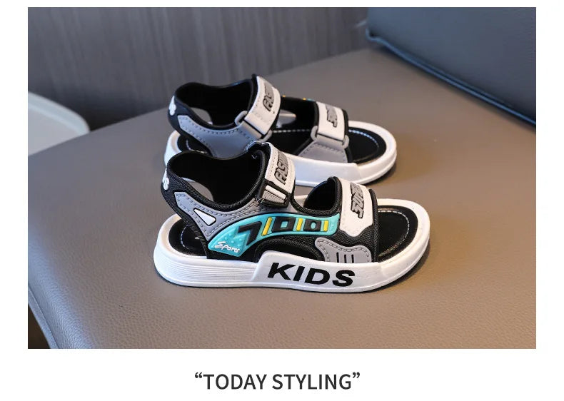 2025 New Arrival Kids' Sandals - Korean Style Super Cute Cartoon Soft-Sole Outdoor Anti-Slip Sandals with Velcro for Boys