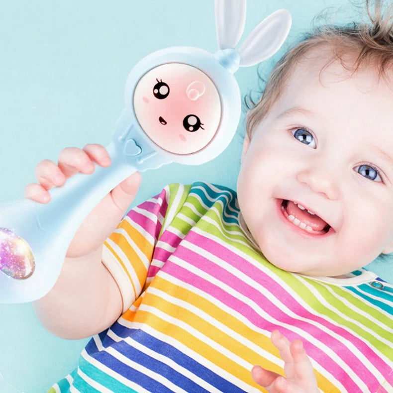 Music and Shine Rattle Toys Rabbit Intelligent Baby Rattles Smart Bunny Smarty Media Smart Shake Newborn Early Educational Toy
