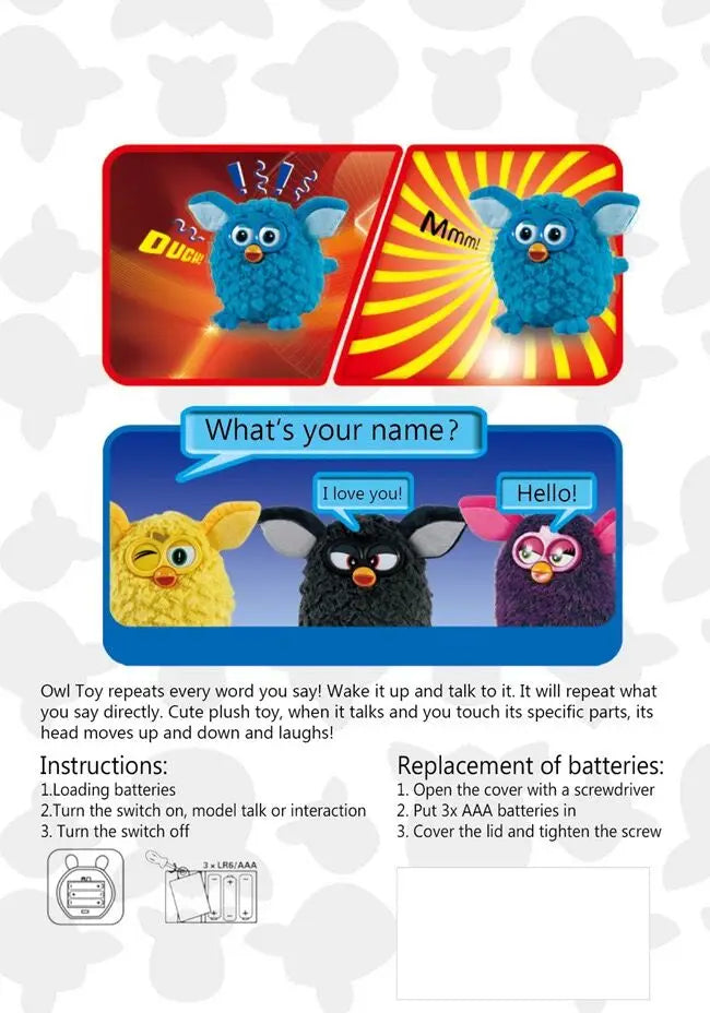 Electronic Pets Furbiness Boom Talking Phoebe Interactive Pets Owl Electronic Recording Children Christmas Gift Toys