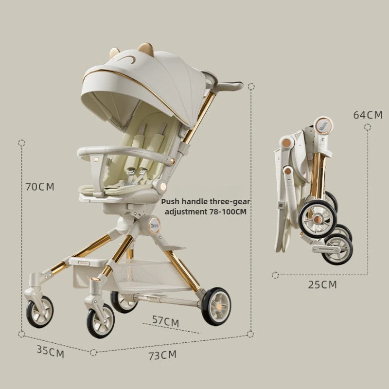 Lightweight High-view Baby Stroller Seat Can Be Rotated,Backrest Can Be Adjusted,Push Rod Can Be Adjusted Portable Baby Stroller