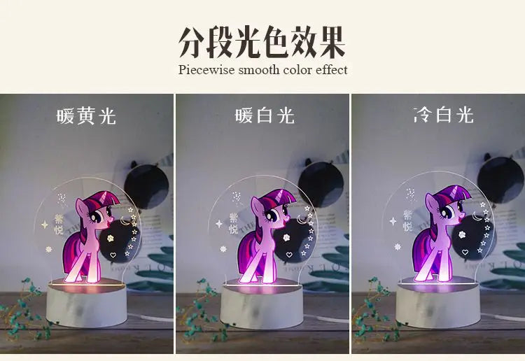 Hasbro My Little Pony Cartoon Pinkie Pie Twilight Sparkle Rainbow Dash Cartoon Anime Night Light Cute Children's Table Lamp Gift