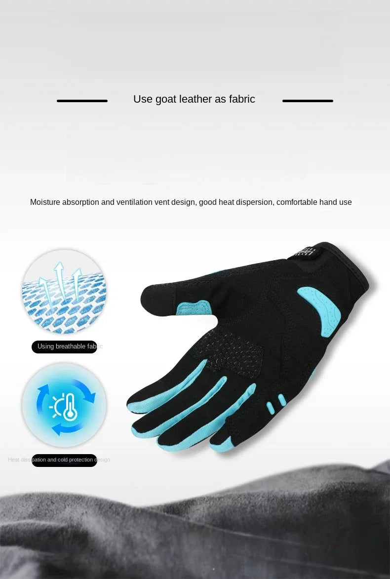 Lightweight Motorcycle Sports Gloves Men Women Real Leather Palm, Carbon Fiber Knuckle Guard & Breathable Mesh for Summer Riding