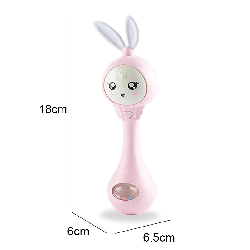 QWZ Musical Flashing Baby Rattles Teether Rattle Toy Hand Bells Rabbit Hand Bells Newborn Infant Early Educational Toys 0-12M