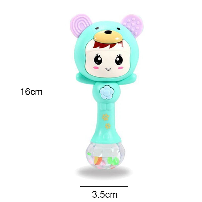 QWZ Musical Flashing Baby Rattles Teether Rattle Toy Hand Bells Rabbit Hand Bells Newborn Infant Early Educational Toys 0-12M