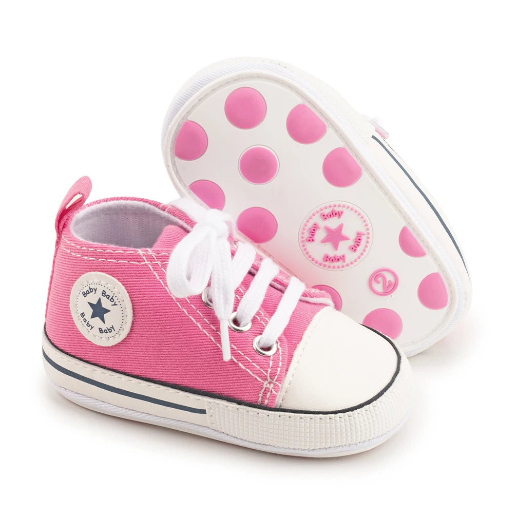 High Tops Baby Soccer First Walkers Classic Canvas Casual Sneakers Cotton Soft Anti-slip Sole Fashion Versatile Sports Style