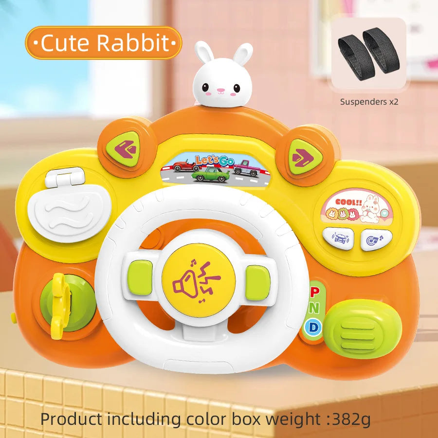 Children's Simulation Steering Wheel Multifunctional Cartoon Toy Simulation Car Driving Music Baby Puzzle Early Education Gift