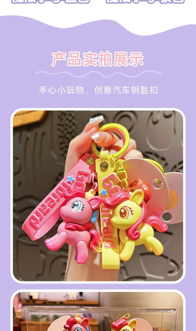 My Cartoon Little Pony Cute Keychain Children Fashion Jewellery Backpack Pendant Decoration Metal Key Ring Children Gifts