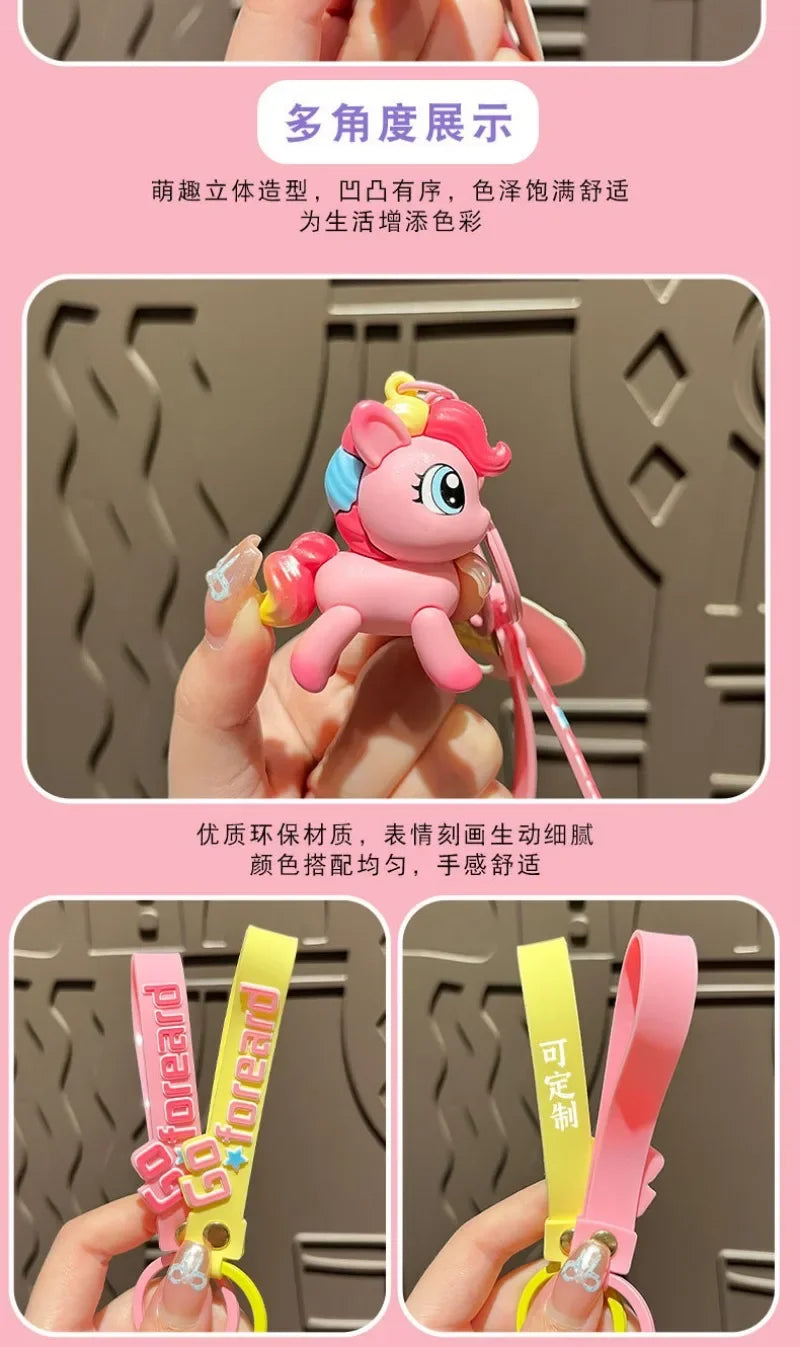 My Cartoon Little Pony Cute Keychain Children Fashion Jewellery Backpack Pendant Decoration Metal Key Ring Children Gifts