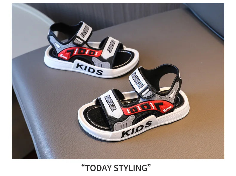 2025 New Arrival Kids' Sandals - Korean Style Super Cute Cartoon Soft-Sole Outdoor Anti-Slip Sandals with Velcro for Boys