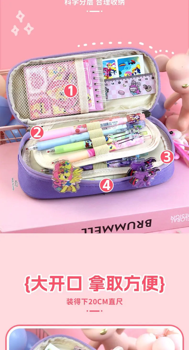 My Little Pony Twilight Sparkle Pinkie Pie Rainbow Dash Cartoon Cute Large Capacity Portable Stationery Box Password Pencil Box
