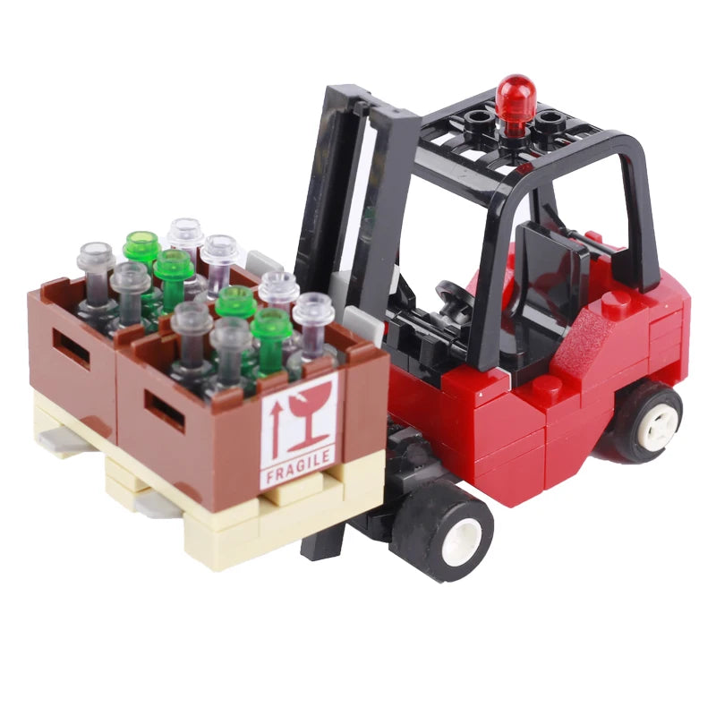 City Food Street View Vendor Hot dog Roadside Stand Building Blocks Ice Cream Newsstand Flower Shop Trash Can Toilet Bricks Toys