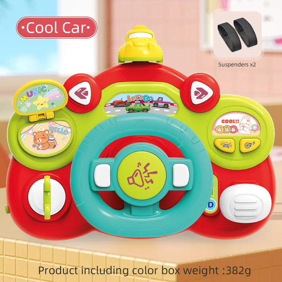 Children's Simulation Steering Wheel Multifunctional Cartoon Toy Simulation Car Driving Music Baby Puzzle Early Education Gift