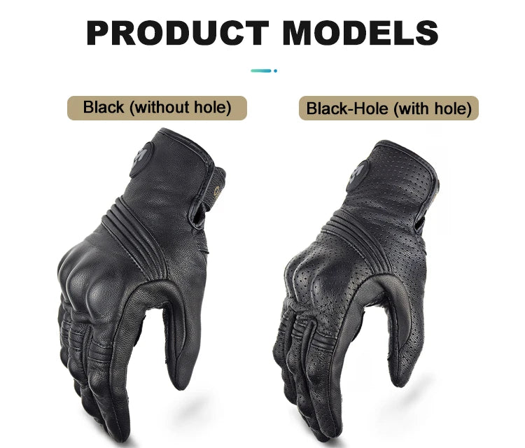 Men Retro Genuine Leather Motorcycle Gloves Summer Breathable Motorbike Motocross Gloves Moto Equipment Accessories Guantes
