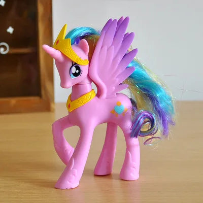 Rainbow Horse Model Doll Toy Rainbow Sprint Unicorn 14CM Unicorn Mini Horse Ornaments Cartoon Animal Princess For Girl Gift