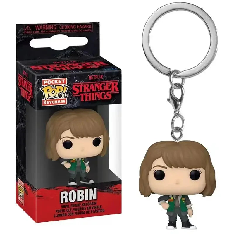 Funko Pop Pocket Pop Keychain Stranger Eleven Robin Barb Steve Dustin Key Ring Chain Model Toy Adults Children Gift Toys