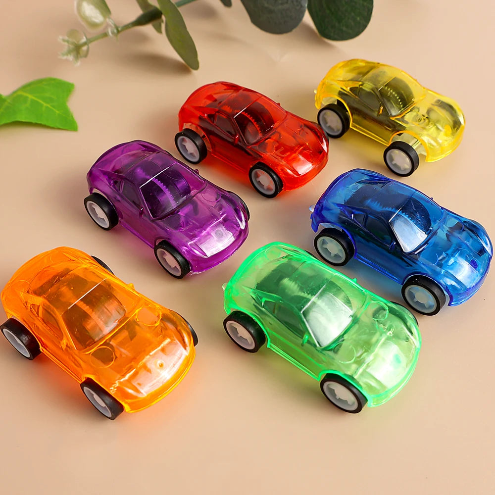 1/5Pcs Creative Mini Car Boys Kid Plastic Transparent Pull Back Car Truck Toys Vehicl Favor Party Educational Birthday Gifts